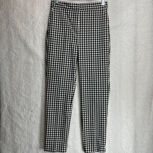 Zara Gingham Check Skinny Trousers Black White Medium M Stretch Casual Chic